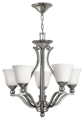 Zdjęcie produktu dla Żyrandol Bolla szczotkowany nikiel 5xE27x60W szkło wym:224x61x61cm IP20 Hinkley