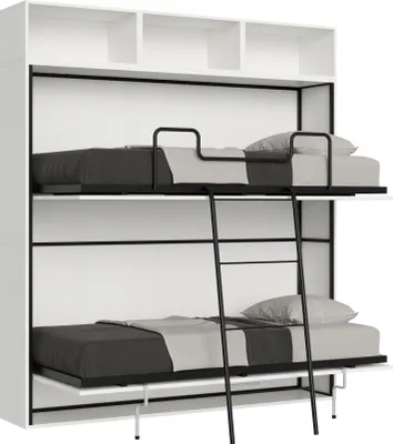 Produktbild von ITAMOBY - Schrankbett Kando Etagenbett 2 Schlafplätze horizontal mit Matratzen Komp. L Esche weiß