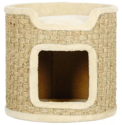 Immagine prodotto di Torre per gatti con tiragraffi e piattaforma in peluche | Colore: Marrone | Dimensioni: 38x38x37 cm
