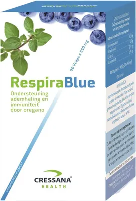 Produktbild von Cressana RespiraBlue Carvacrol - 90 Kapseln - Carvacrol-Extrakt -  & Vegan - Unterstützung der Atemwegsgesundheit, Immunsystem-Stärkung & antioxidative Eigenschaften