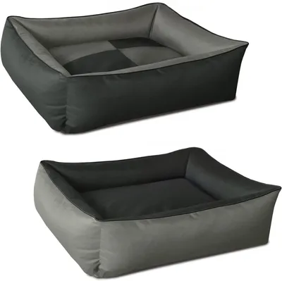 Zdjęcie produktu dla BedDog 2w1 legowisko dla psa zmywalna poduszka dla psa z krawędzią sofa dla psa, ROCK-FLOW (szary/antracyt),(XXL) ok. 120x85x23cm