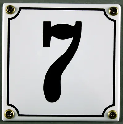 Produktbild von Hausnummernschild 7 weiß 12x12 cm  Schild Emaille Hausnummer Haus Nummer Zahl Ziffer