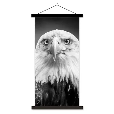 Produktbild von MuchoWow® Textilposter Adler - Raubvogel - Schwarz - Weiß - Tiere 40x80 cm mit schwarzem Rahmen - Wandemalerei
