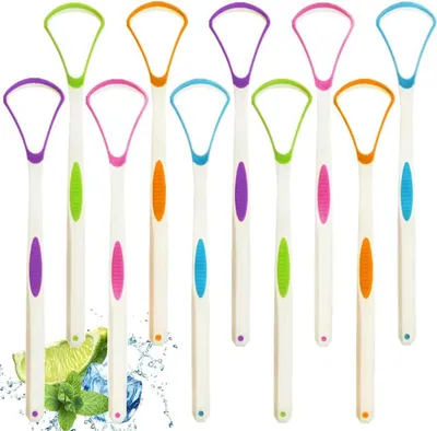 Productafbeelding van Tongschraper Reiniger - Tongreiniger Set - Mondhygiëne Verbeteren - BPA-vrij Materiaal - 4 Stuks - Blauw