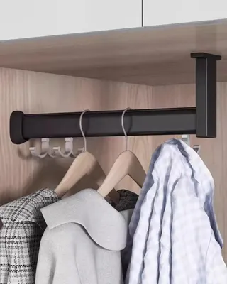 Image de Porte-vêtements en forme de L, réglable, avec barre extensible