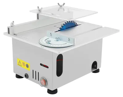 Produktbild von Mini-Tischkreissäge - 96 W mit 7 Geschwindigkeiten - Einstellbar - Präzisionsschnitt - Für Holz, Acryl und Aluminium - Tragbar - Grau