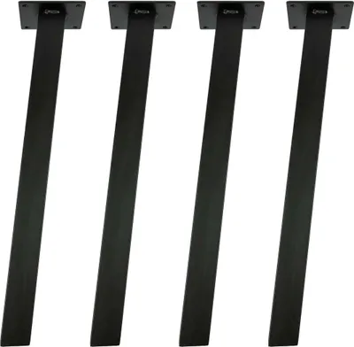 Four black table legs are shown standing upright against a white background.