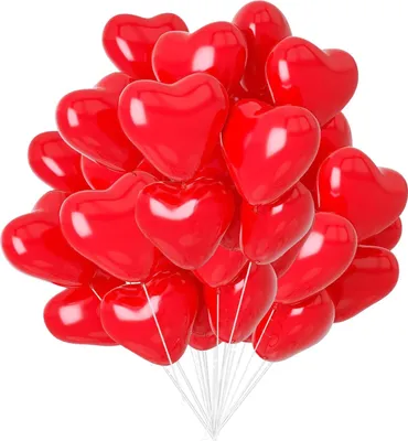 Produktbild von Herzförmige rote Folienballons, 50er-Pack, Herzballons, Heliumballons für Hochzeiten, Dekoration mit roten Herzfolienballons, Valentinstag, Geburtstagsfeier, Hochzeit, Feier für frisch Vermählte