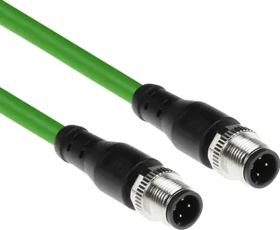 Zdjęcie produktu dla ACT SC4460, 1,5 m, M12, M12, Męska/Męska, Czarny/Zielony, Miedź