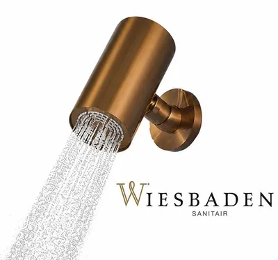 Immagine prodotto di Wiesbaden | Doccia a soffione rotondo - 15 x 8 cm - Monogetto - Ottone spazzolato - Montaggio a parete