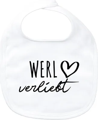 Produktbild von Huuraa Baby Lätzchen Werl verliebt White Klettverschluss  Baumwolle Latz Geschenkidee