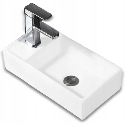 Immagine prodotto di Lavabo rettangolare in Vetroceramica bianca su piano 40x22 cm