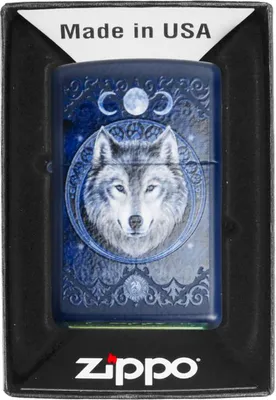 Obrázok produktu pre Zapa?ova? Zippo tmavomodrý Anne Stokes Wolf Moon 60003924 s motívom vlka