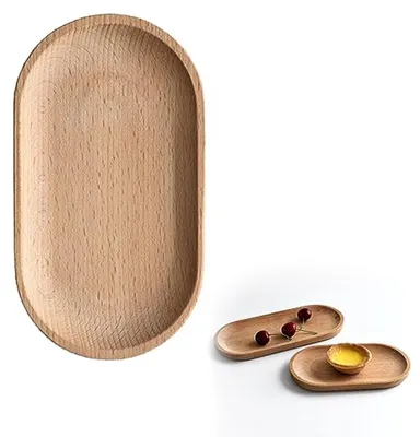 Holzservierplatte aus Buchenholz oval 18 x 10 cm