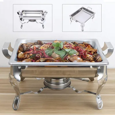 Image de 6L Chafing Dish Chauffe-plat Récipient chauffant Buffet Catering Acier inoxydable pour fête