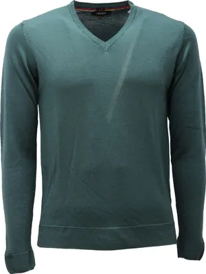 Obrázek produktu pro 9674AF maglione uomo RETOIS zelený vlněný svetr s výstřihem do V pánský