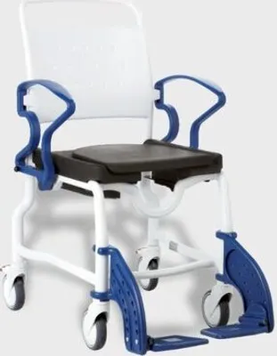 Produktbild von Dusch- und Toilettenrollstuhl BERLIN 5" Räder>>>>Farbe: grau/blau