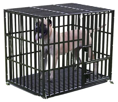 Produktbild von Hundebox - Großer Hundekäfig - Stahlkäfig - Geräumiger Hundekorb - Rechteckige Metallrohre