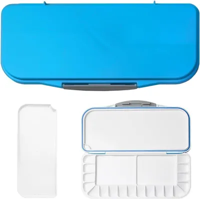 Productafbeelding van Blauwe Paletbox - Mengbakje Schilderen - Kunst Maken - Opvouwbaar Ontwerp - 18+2 Roosters - Blauw