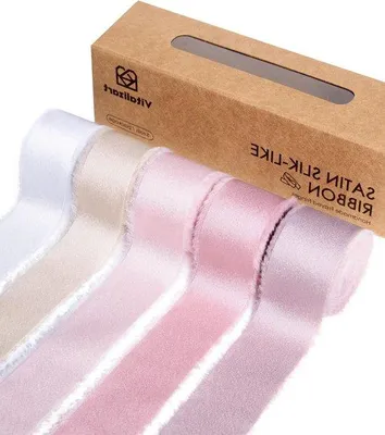 Image de Ficelle décorative rustique - 229 mètres - Fabriquée à la main - Satin - Rose et blanc
