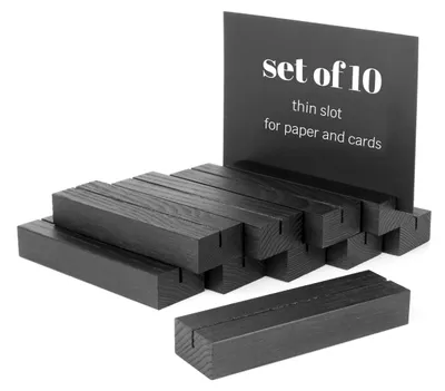10er Set hölzerne Tischkartenhalter, schwarz, Namensschildständer