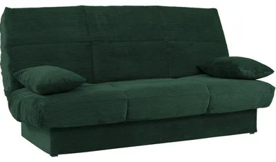 Image de Banquette Clic-Clac 3 Places, Avec Coussins, Tissu Vert, 190 x 90 x 92 cm, CLEM
