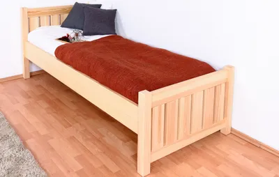 Produktbild von Einzelbett / Gästebett Kiefer massiv Vollholz natur 66, inkl. Lattenrost - 80 x 200 cm