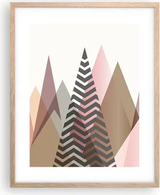 Produktbild von Gerahmtes Poster - Rahmen in heller Eiche - Berge Dreiecke Abstraktion - 40x50 cm - Wand Bild - Wanddeko - Wandbilder - Kunstposter - Wandposter - Bilderrahmen - Bilder - Kunstdruck - P2NPA40x50-4402