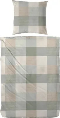 Produktbild von Westminster Feinbiber Bettwäsche 135x200 Karo kariert grün beige sand 173091-57