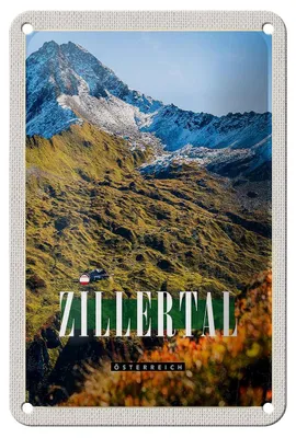 Produktbild von Blechschild Reise 12x18cm Zillertal Gebirge Natur Wälder Urlaub Schild