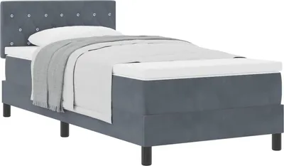 Produktbild von vidaXL Boxspringbett mit Matratze Dunkelgrau 100 x 200 cm Samt