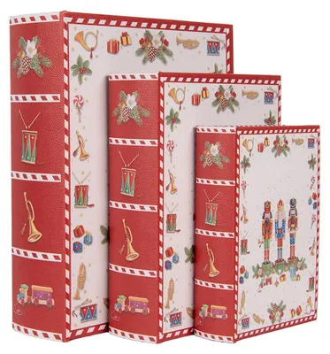 Zdjęcie produktu dla Zestaw 3 pojemników do przechowywania Clayre & Eef w kształcie książek, wymiary: 27x22x7 / 22x17x6 / 17x12x4 cm, białe, z tworzywa sztucznego