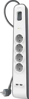 Produktbild von Belkin Steckdosenleiste 4-fach + 2xUSB-A, 2m Kabel  BSV401vf2M-V2