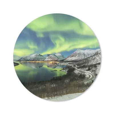 Produktbild von MuchoWow® Mauspad Mousepad Nordlichter - Fjord - Norwegen 50x50 cm - Mousepads - Maus Mat - Pad - Mausunterlage - Vinyl