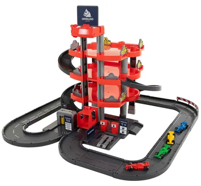 Produktbild von Cavallino Racing Parkhaus mit 4 Etagen und Autos Spielset