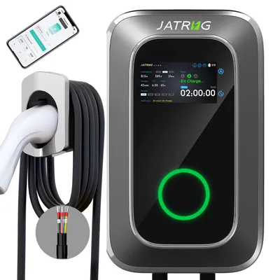 Image de JATRHG S1 borne de recharge IP66 pour véhicules électriques, 22 kW / 32 A, triphasée, avec câble de 12 m de type 2 et application SmartLife WIFI