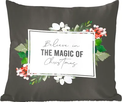 Produktbild von MuchoWow® Zierkissen Sofakissen Wohnzimmer Dekokissen 45x45 cm Weihnachten - Zitat - Magie - Schlafpolster - Polster für das Sofa