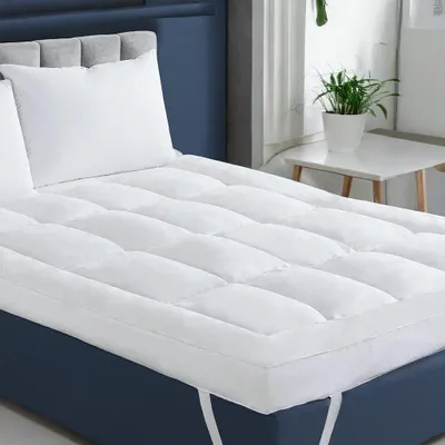 Matratzentopper Doppelbett 10 cm, Mikrofaser, Weiß 137x190 cm