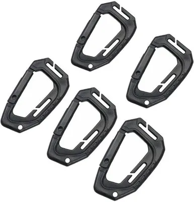 Immagine prodotto di Moschettone da arrampicata con meccanismo di sicurezza, riutilizzabile, leggero, per attrezzatura da arrampicata e da campeggio.