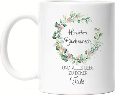 Produktbild von Alles Liebe zu deiner Taufe Tasse Weiß Taufgeschenk Kirche Christentum