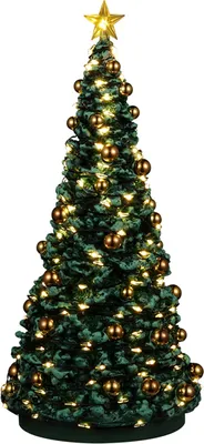 A decorated Christmas tree with lights and ornaments.