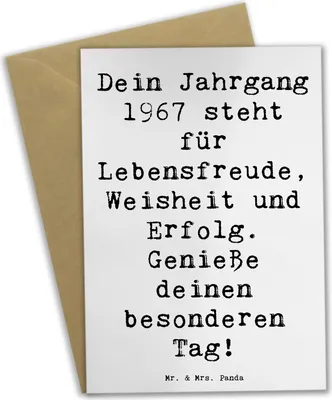 Produktbild von Mr. & Mrs. Panda Klappkarte Spruch 1967 Geburtstag - Weiß - Geschenk, einladungskarten, weihnachtskarten, Alter, Geburtstagsgeschenk, osterkarten, Jahrgang, Geschenkideen