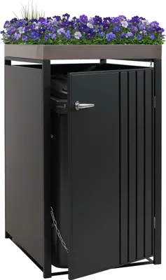 Immagine prodotto di 1 coperchio per bidone HWC-O67, bidone con fioriera, metallo 125x68x84cm 35kg ~ antracite