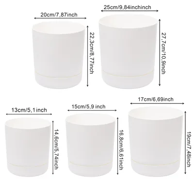 Image de Jeu de pots de fleurs en plastique, 3 pièces, 13 cm, blanc/anthracite, pour intérieur et extérieur