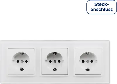 Produktbild von Steckdosen Set McPower Flair "Beginner 3S-Style Profi", weiß, Glasrahmen, Klemmanschluss