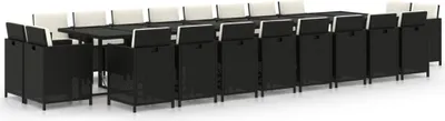 Obrázok produktu pre vidaXL 21-dielny záhradný jedálenský set s vankúšmi Black Poly Rattan