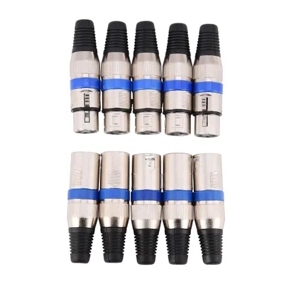 Image de 5 paires de connecteurs audio XLR à 3 broches pour microphones (mâle/femelle)