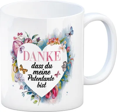 Produktbild von Danke Patentante Kaffeebecher Herz Danksagung