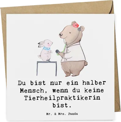 Produktbild von Mr. & Mrs. Panda Grußkarte Tierheilpraktikerin Herz - Weiß - Geschenk, doppelkarte, Klappkarte, anlasskarte, Glückwunschkarte, faltkarte