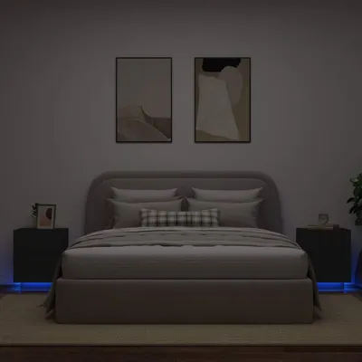 Obrázok produktu pre vidaXL Nočné stolíky s LED osvetlením 2 ks čierny materiál na báze dreva